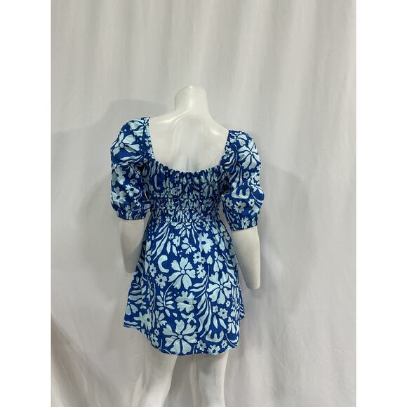 Faithfull The Brand 'Marinelli' Blue Cotton Mini Dress Size XS - Picture 3 of 5